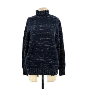 JOSEPH‎ Navy Blue Heathered Wool Turtleneck Sweater Size Medium